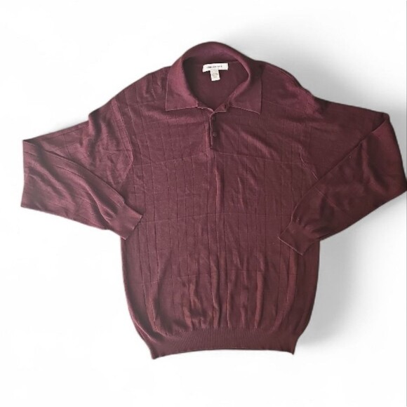 Pronto Uomo Burgundy Silk Cotton Sweater Sz L Classic Minimalist Lightweight - Picture 3 of 13